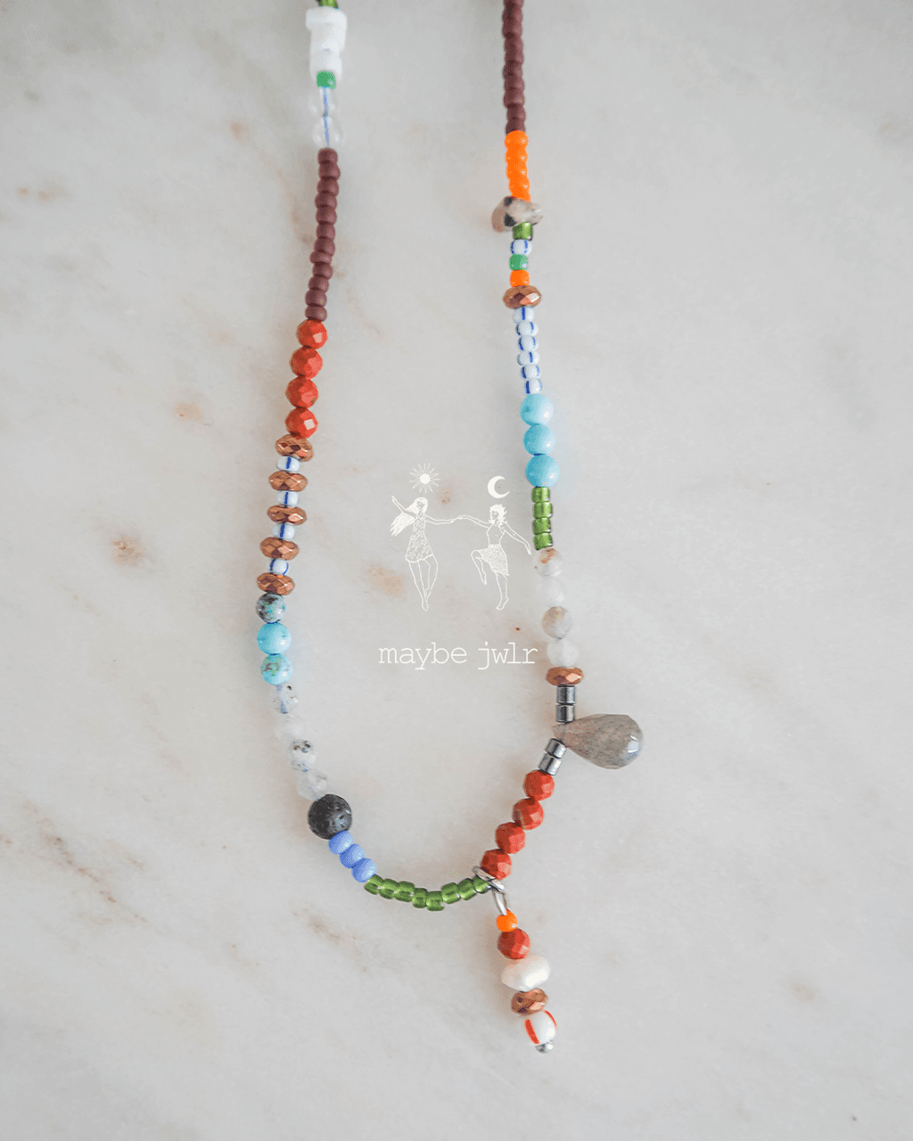Kolorowy naszyjnik z kamieni naturalnych boho