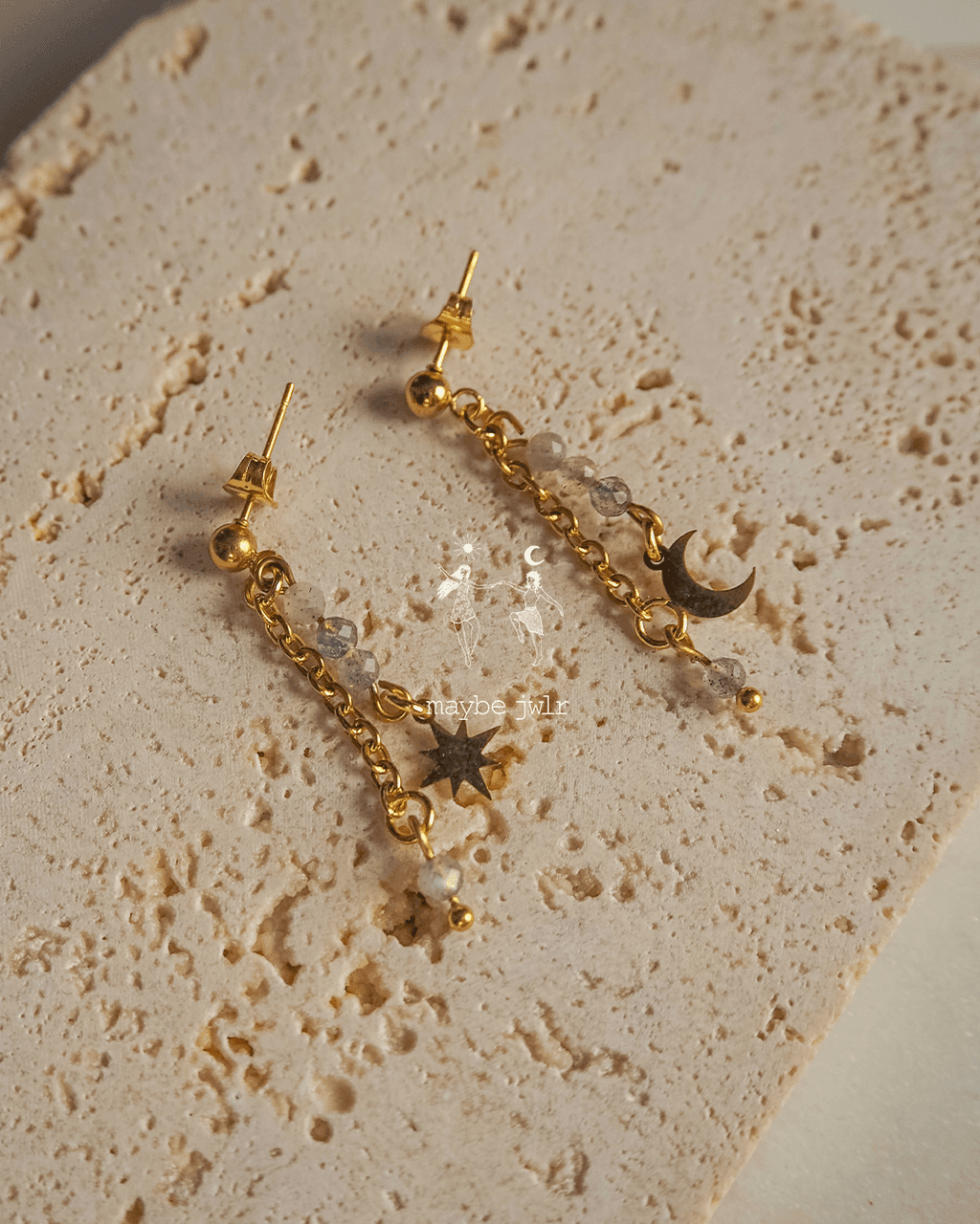 Kolczyki pozłacane Star & Moon