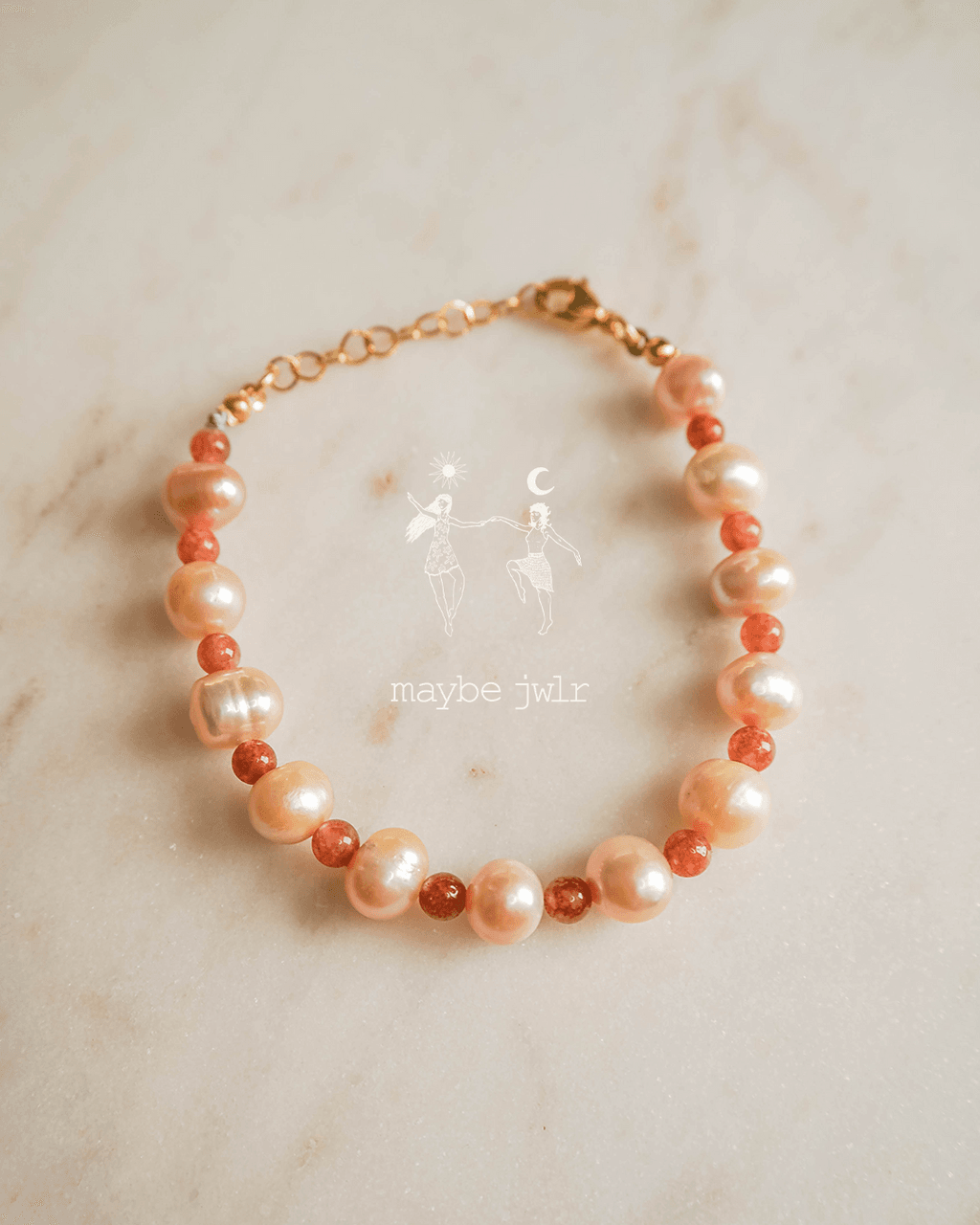 Bransoletka z różowej perły i jadeitu