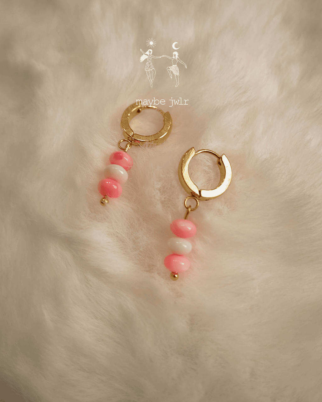 Kolczyki złote z muszelką marshmallow