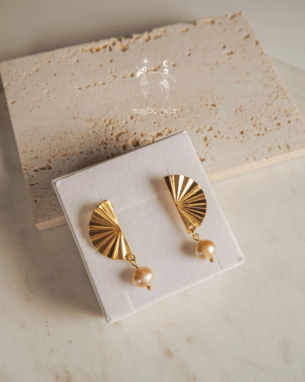 Kolczyki pozłacana tafla z perłą