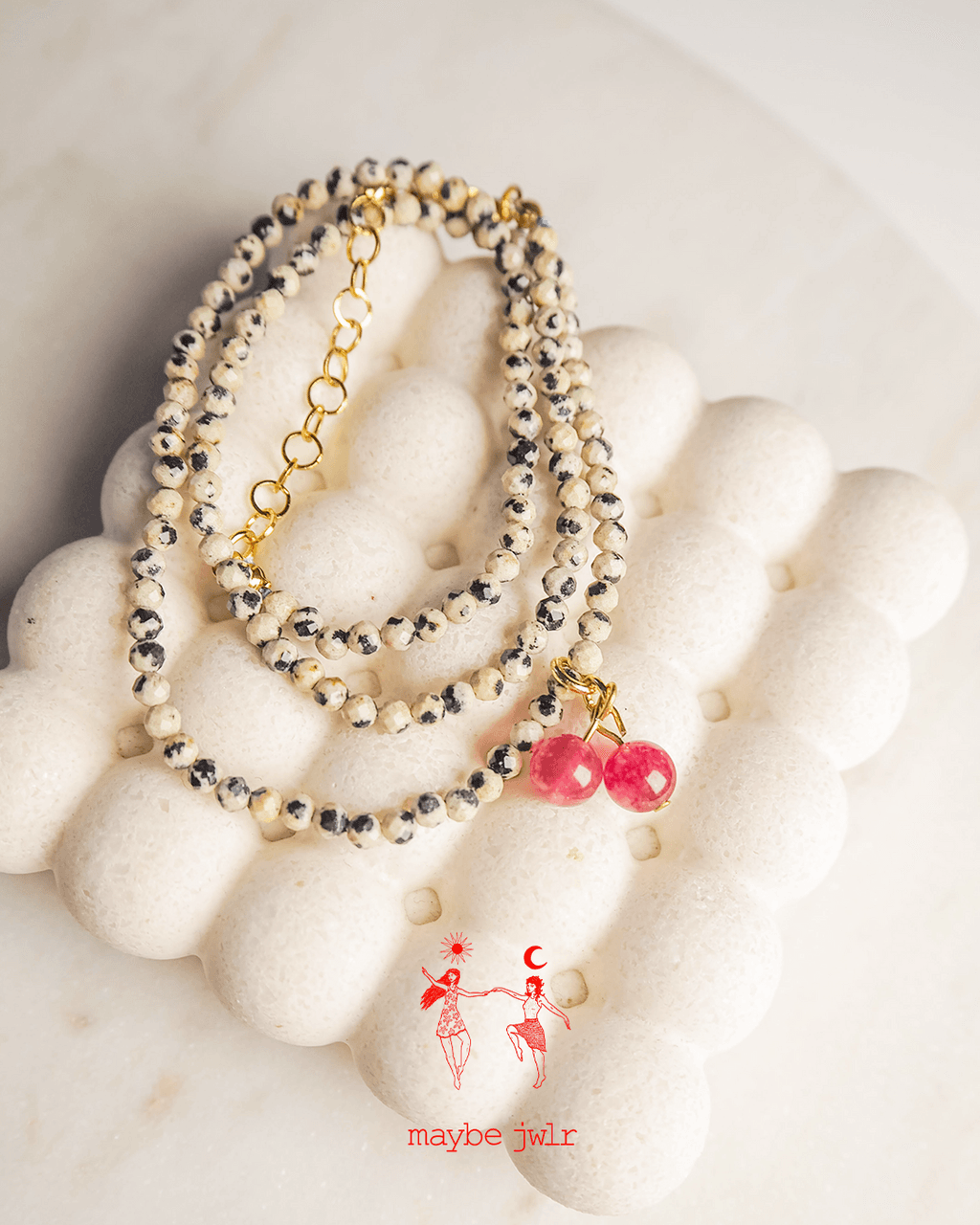 Naszyjnik z jaspisu dalmatyńskiego z wisienką