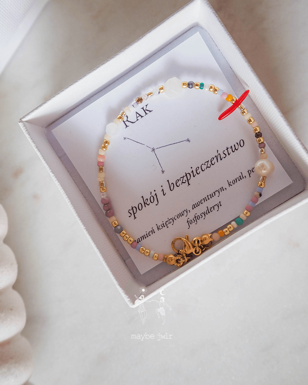 Bransoletka Zodiakalna z Naturalnych Kamieni Rak