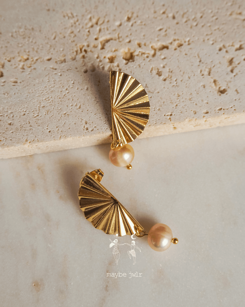Kolczyki pozłacana tafla z perłą