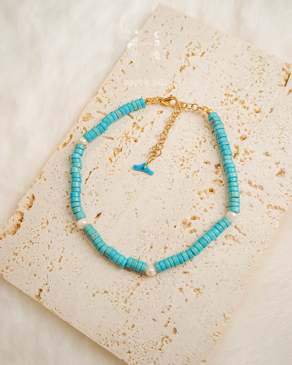 Bransoletka na nogę na kostkę z kamieni