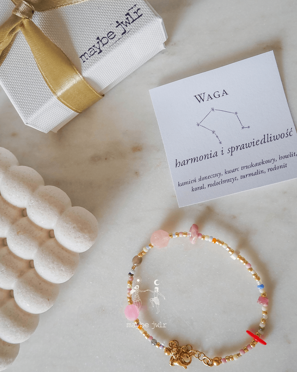 Bransoletka Zodiakalna z Naturalnych Kamieni Waga