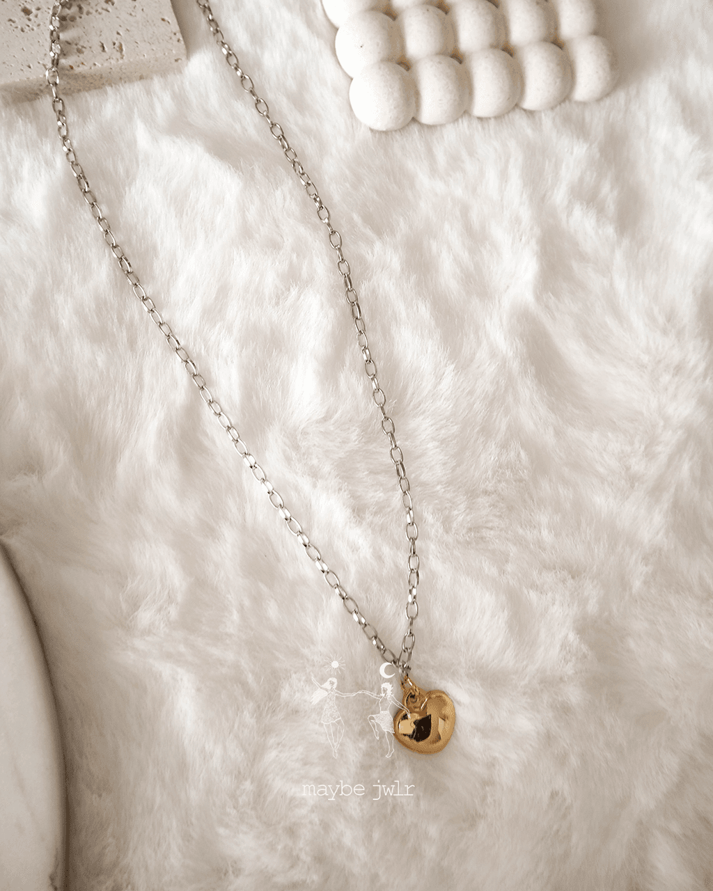 Łańcuszek z sercem srebrno złoty