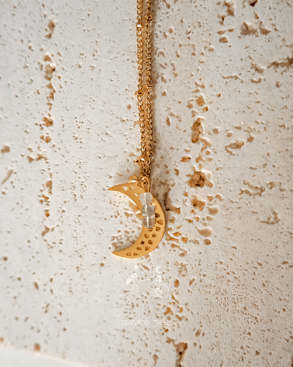 Złoty łańcuszek kuleczkowy z ażurowym księżycem Intuicja