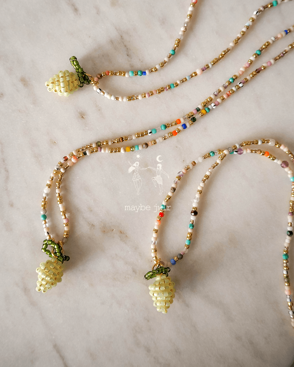 Mix&Match elegancki łańcuszek z koralików z cytrynką