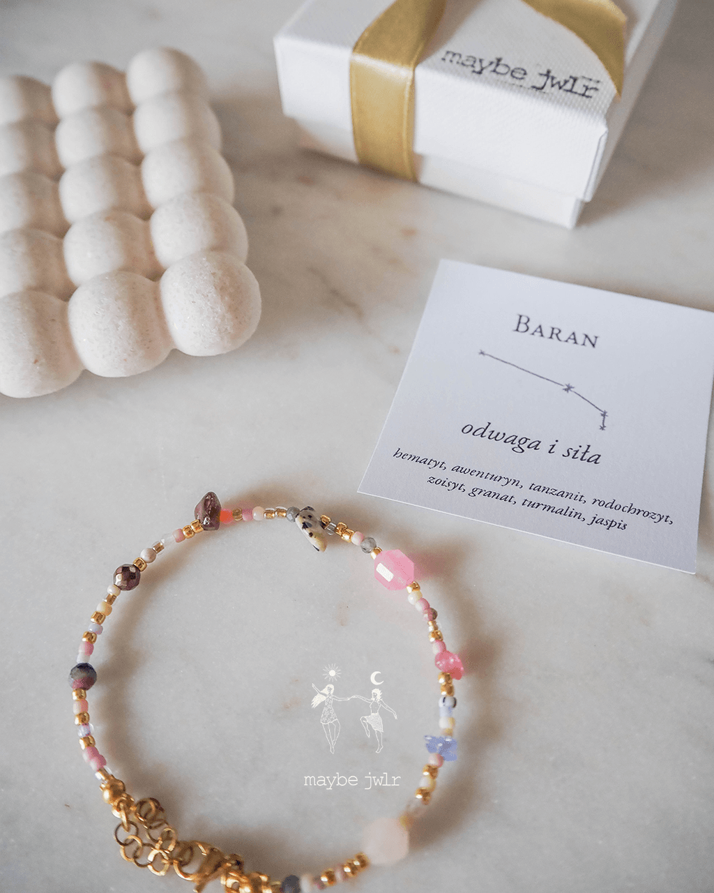 Bransoletka Zodiakalna z Naturalnych Kamieni Baran