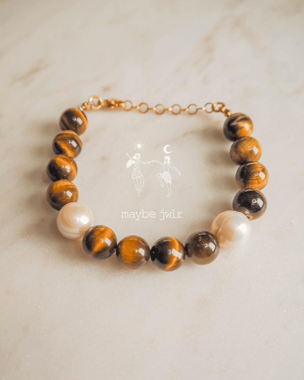 Bransoletka z Tygrysiego Oka oraz pereł barokowych