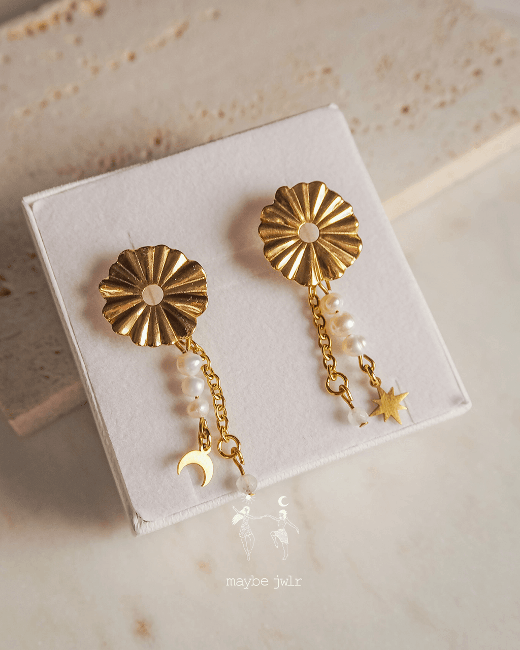 Kolczyki pozłacana tafla z perłą