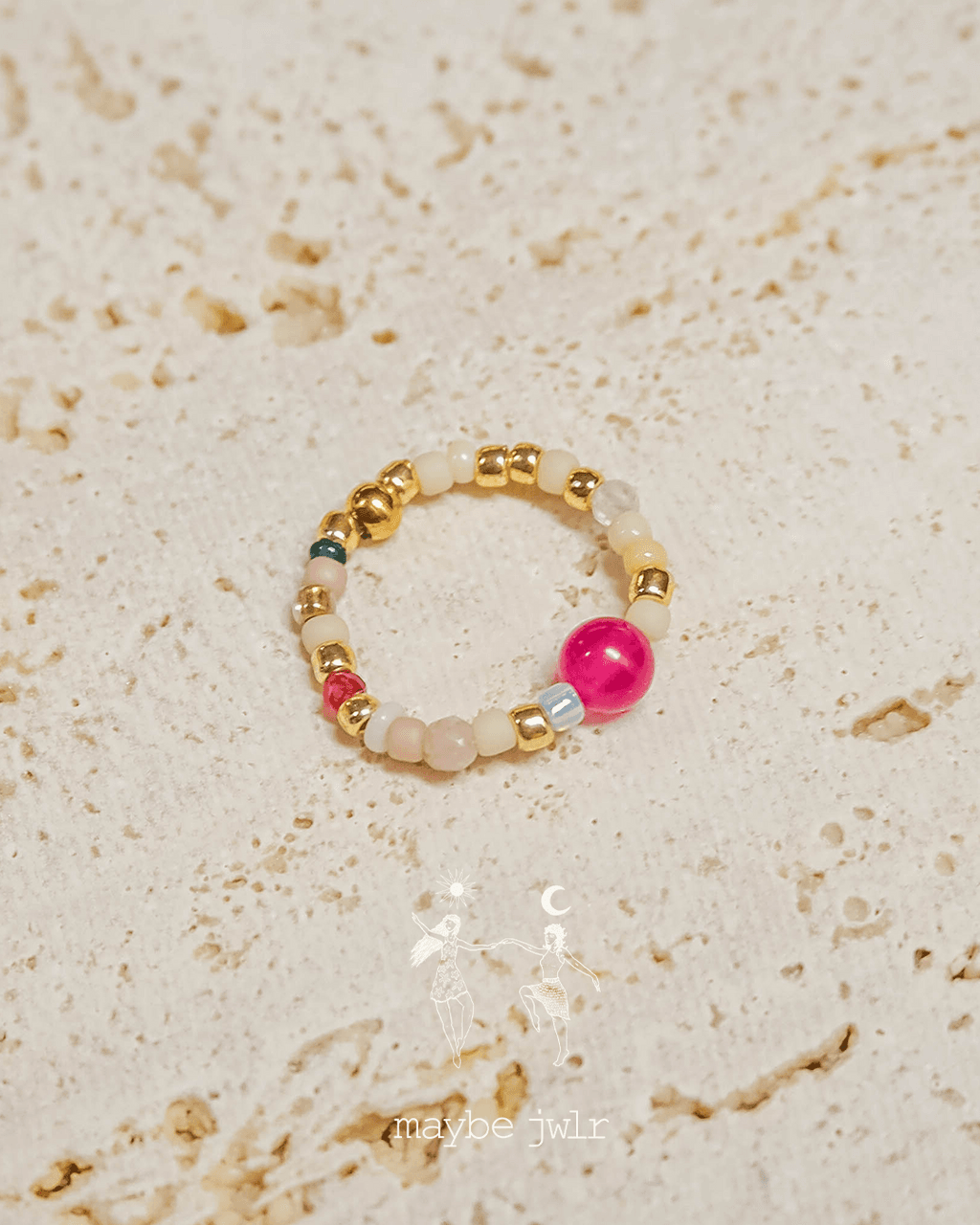 Pierścionek elastyczny Mix&Match jadeit 50 mm