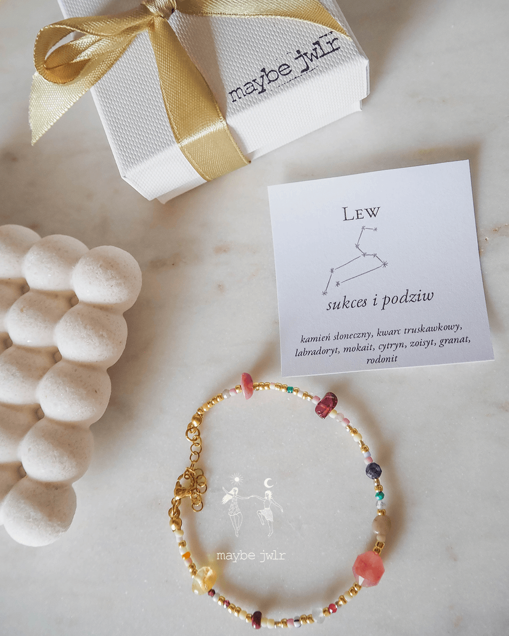 Bransoletka Zodiakalna z Naturalnych Kamieni Lew