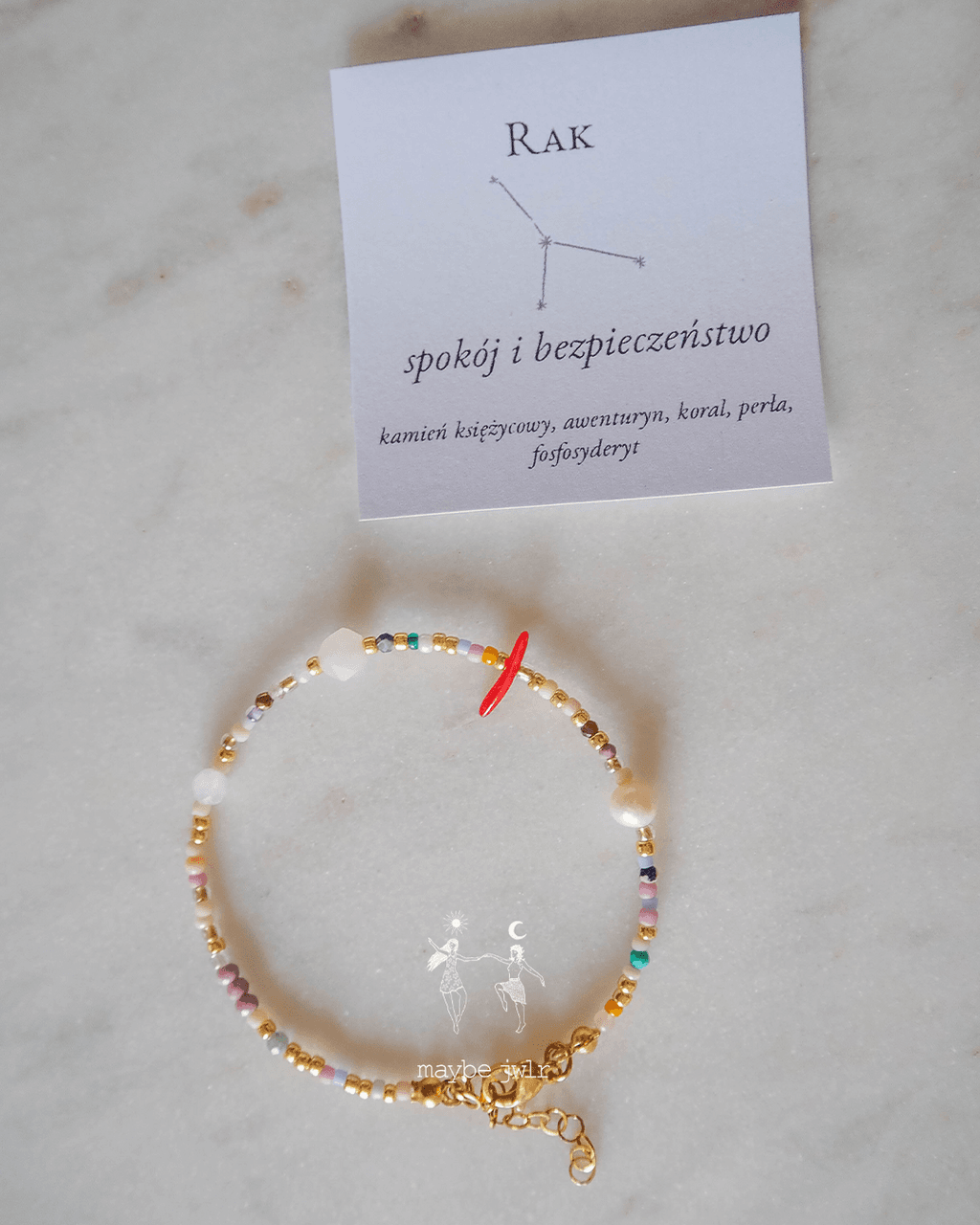 Bransoletka Zodiakalna z Naturalnych Kamieni Rak