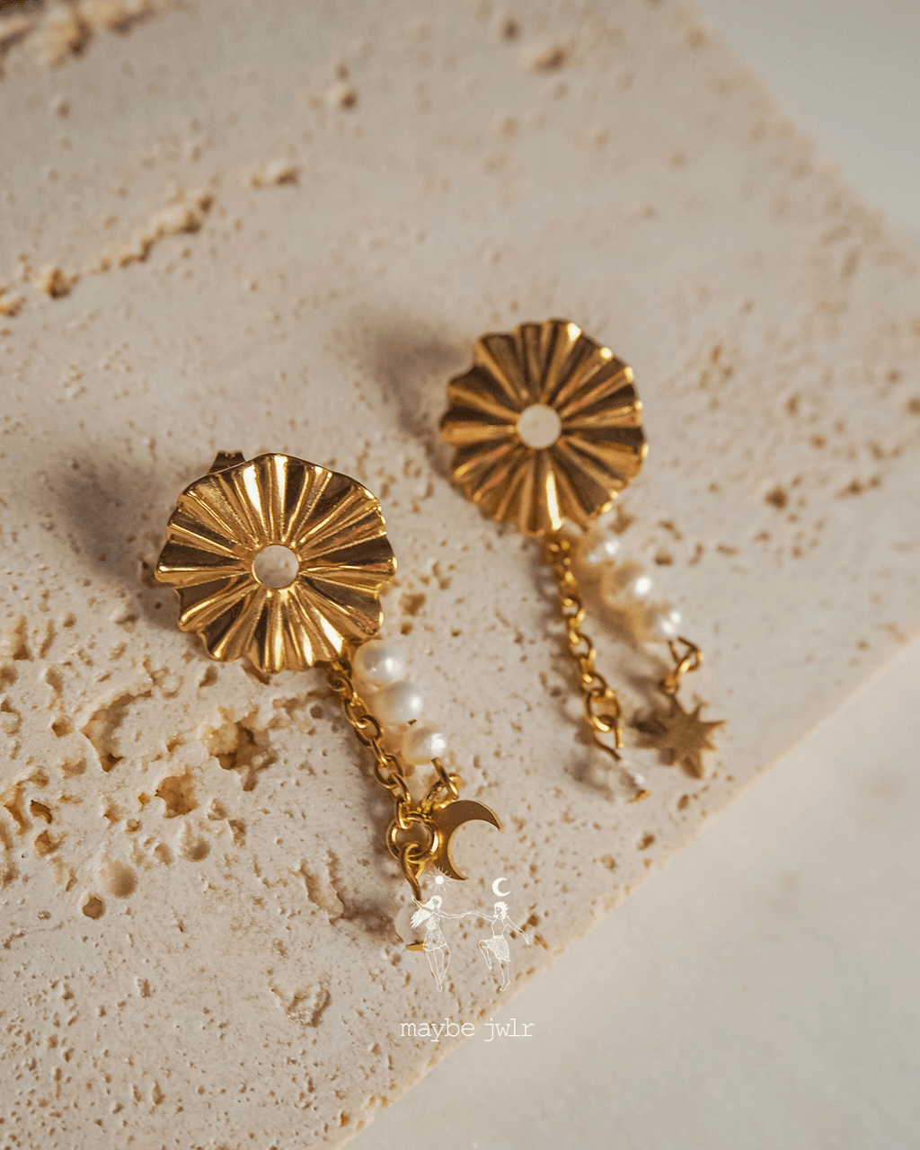 Kolczyki pozłacana tafla z perłą