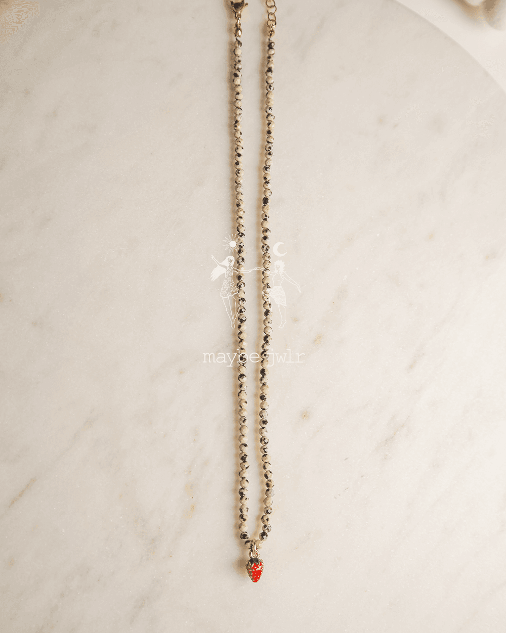 Naszyjnik z jaspisu dalmatyńskiego z poziomką