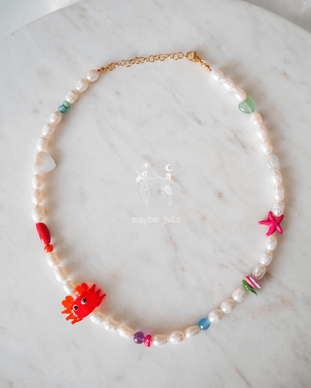  Naszyjnik z pereł naturalnych z krabem