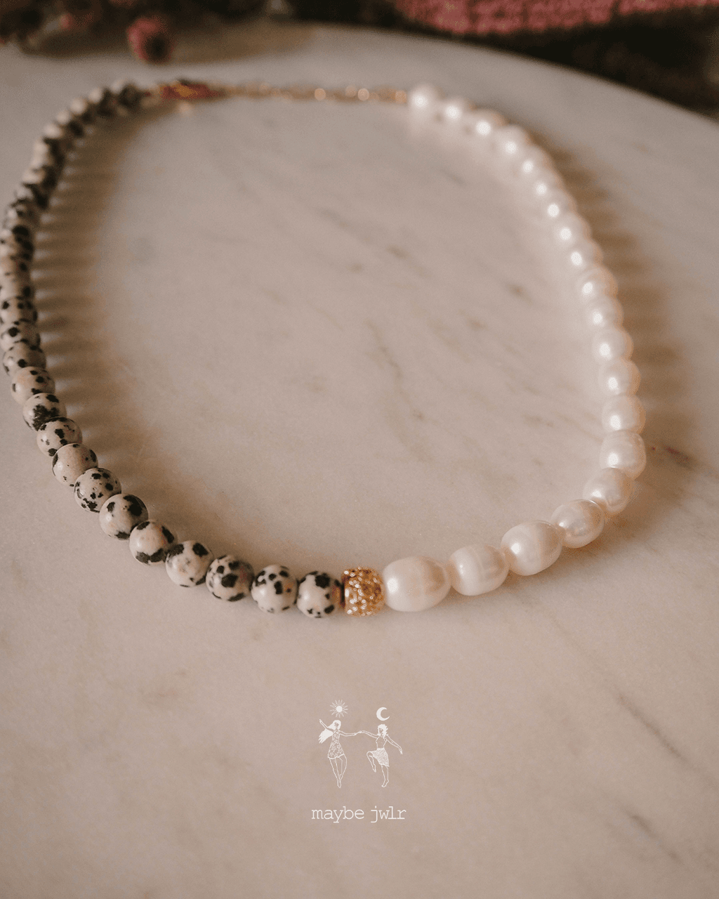 Naszyjnik z jaspisu i pereł