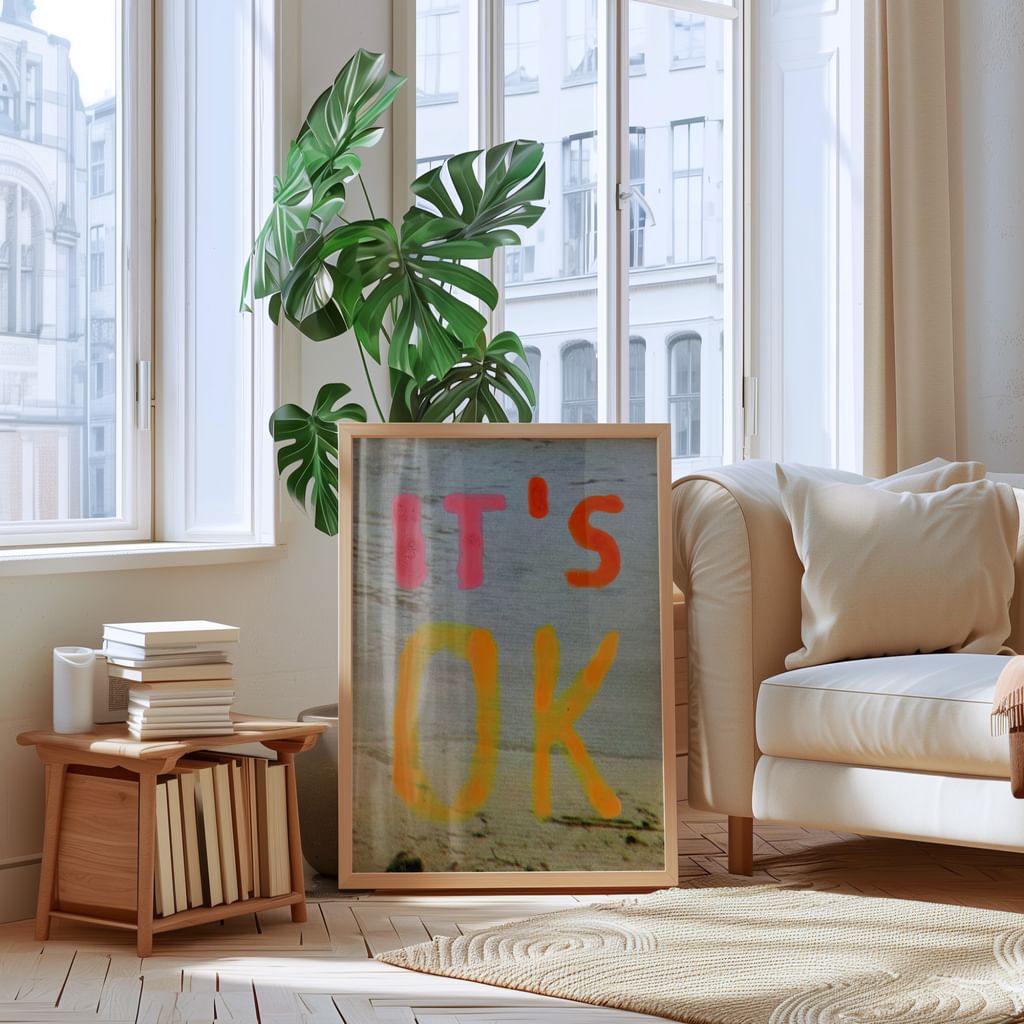 IT'S OK plakat typograficzny minimalistyczny MORZE 