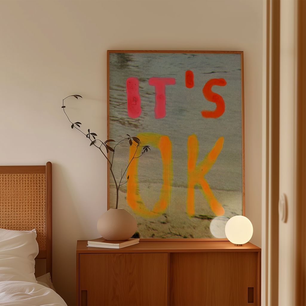 IT'S OK plakat typograficzny minimalistyczny MORZE 