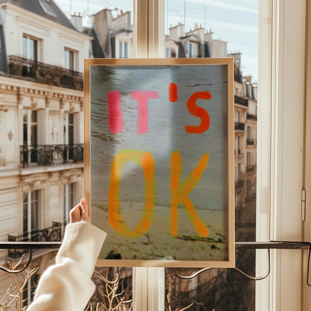 IT'S OK plakat typograficzny minimalistyczny MORZE 