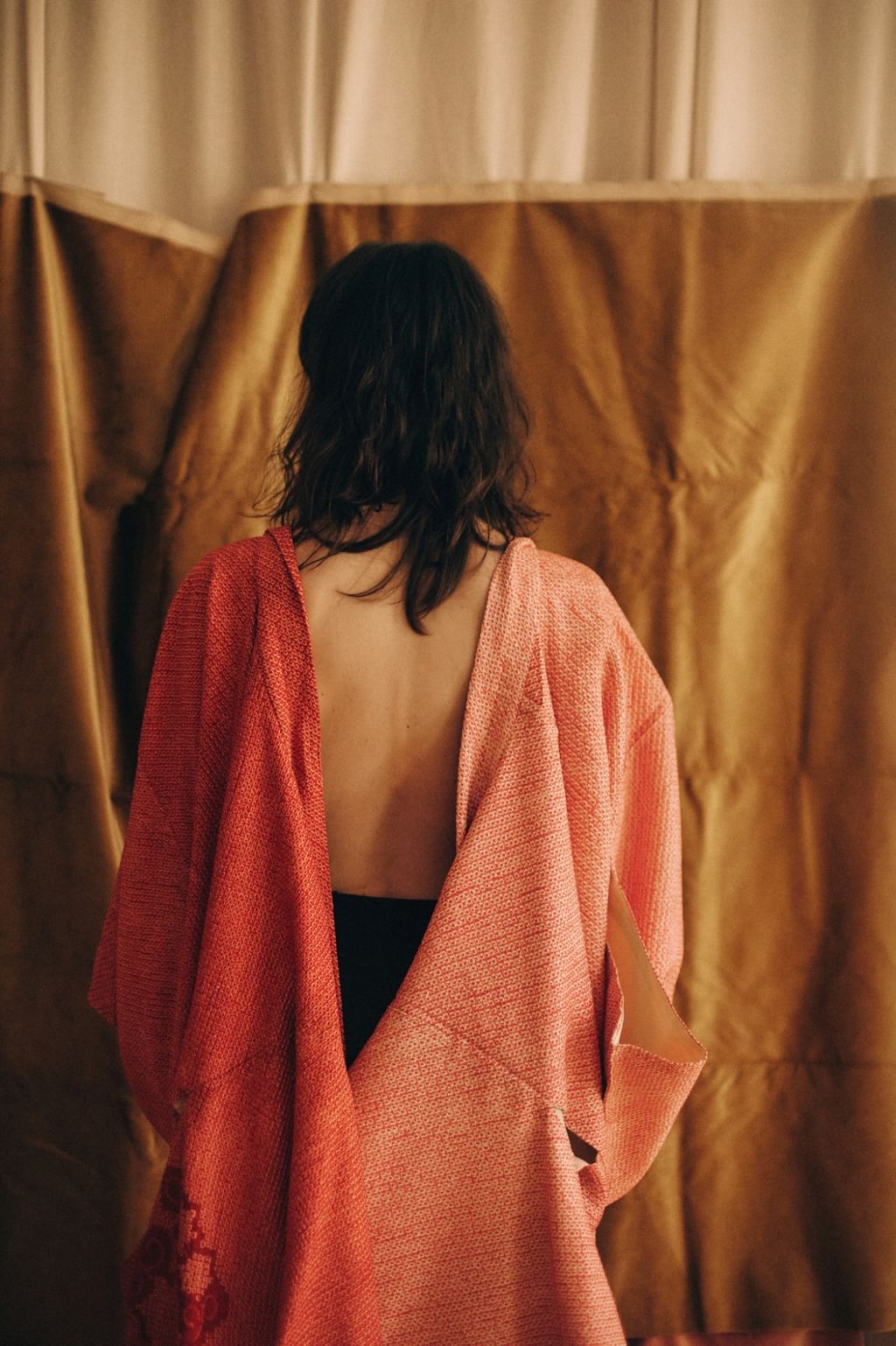 Jedwabne ręcznie szyte japońskie haori - shibori