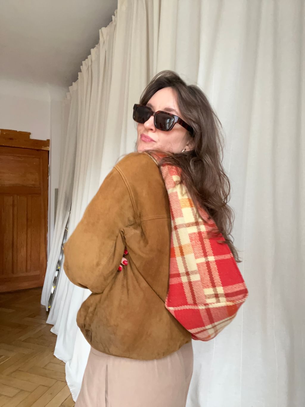 Torba w kratę z wełnianego koca UNISEX