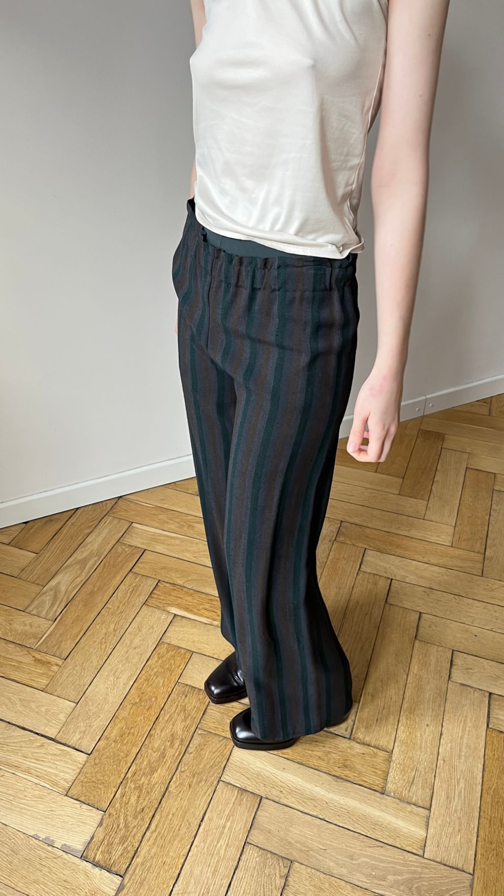 Spodnie w paski z tkaniny vintage 