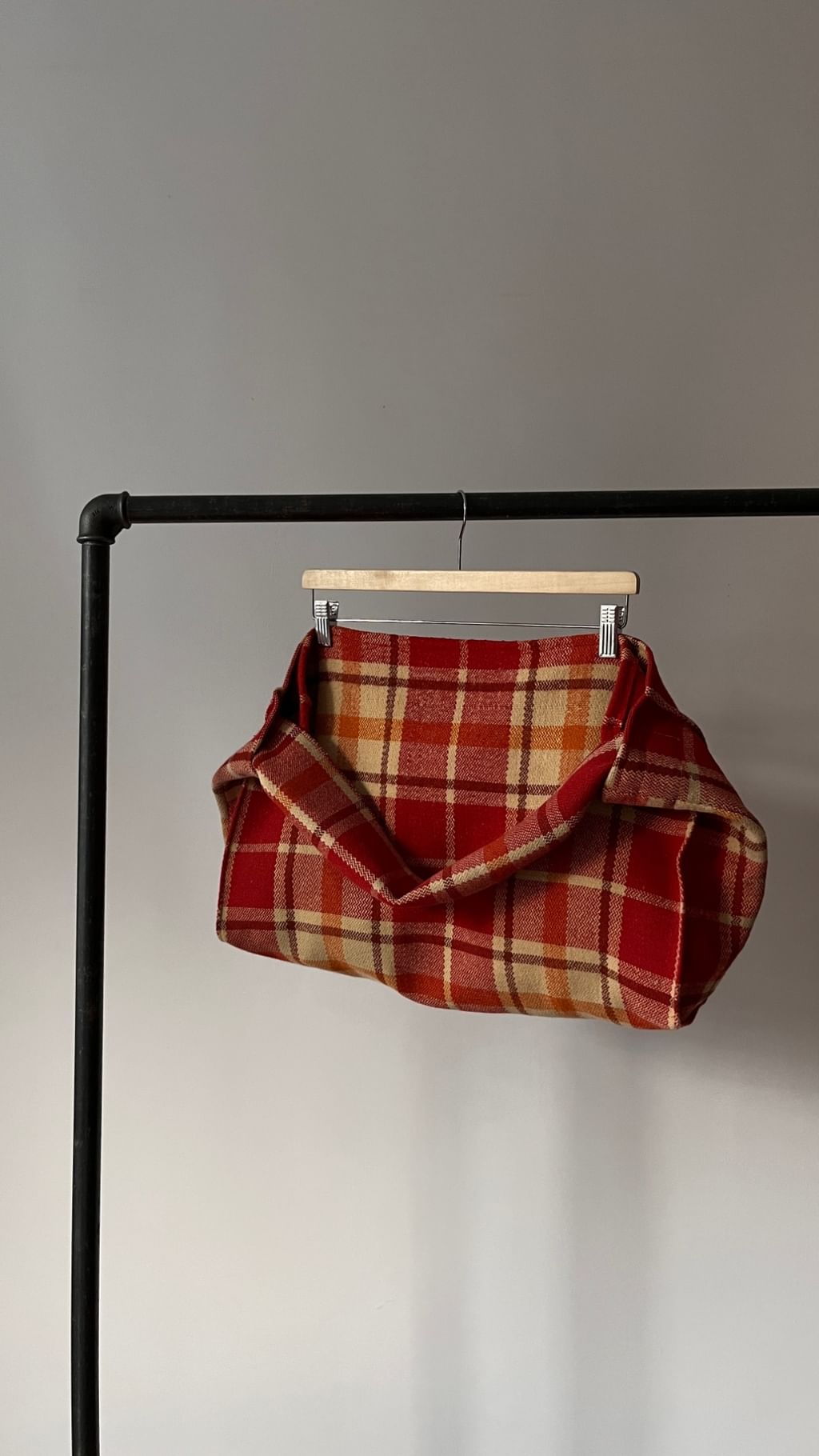 Torba w kratę z wełnianego koca UNISEX