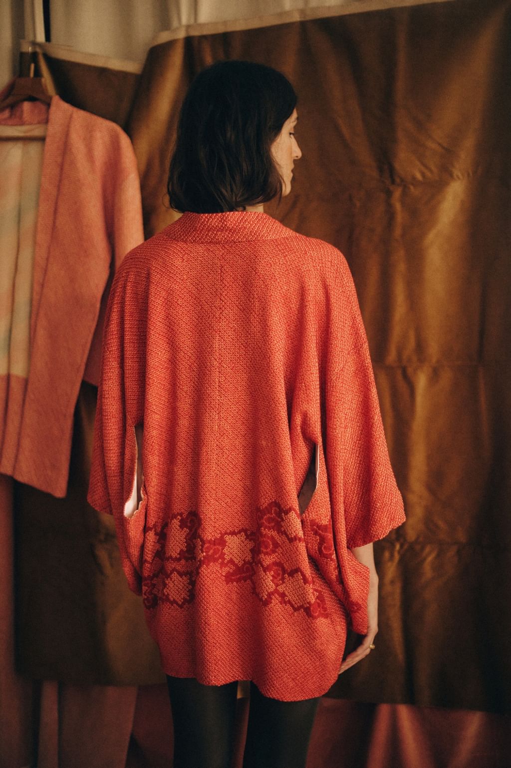 Jedwabne ręcznie szyte japońskie haori - shibori