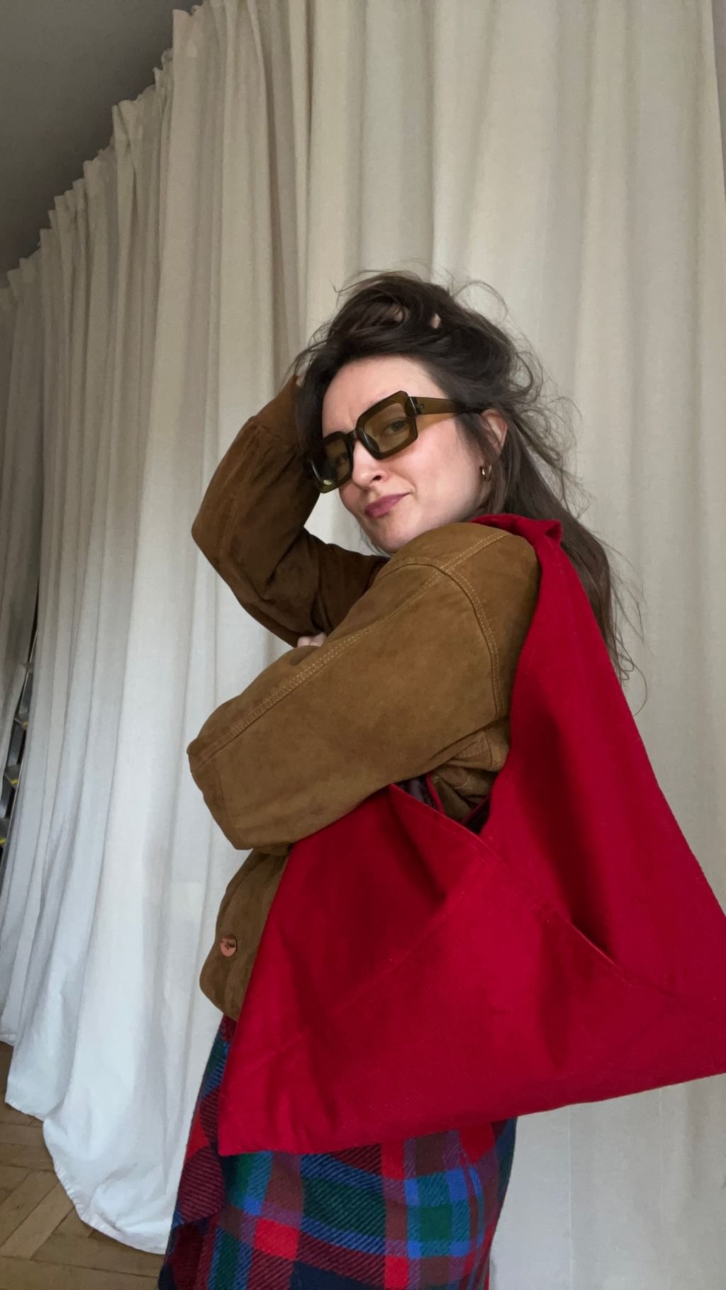 Origami bag czerwony sztruks