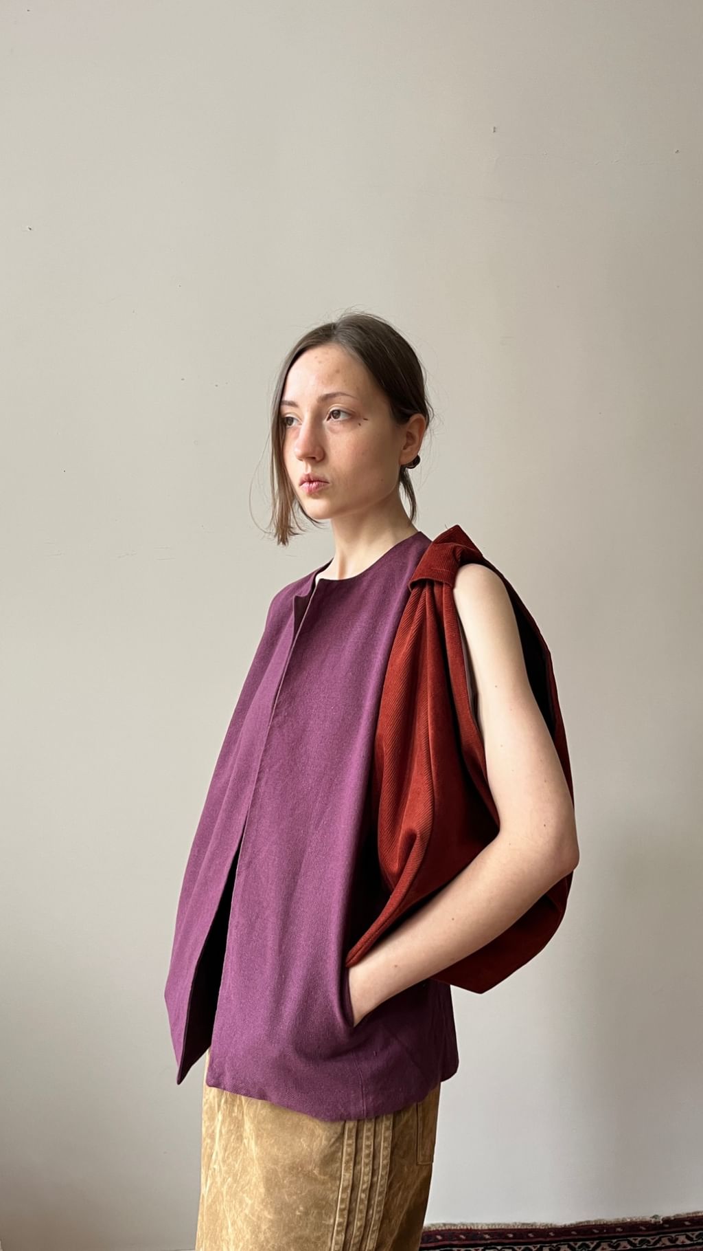 Torebka w kolorze miedzianym drobny sztruks