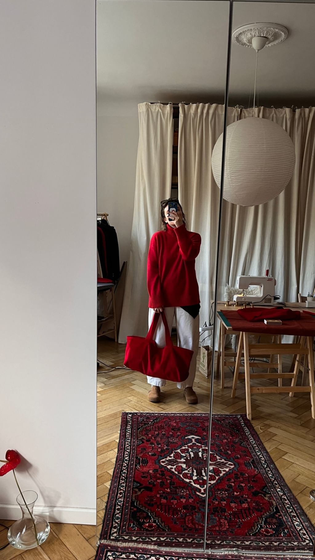 Torba na ramie czerwony sztruks 