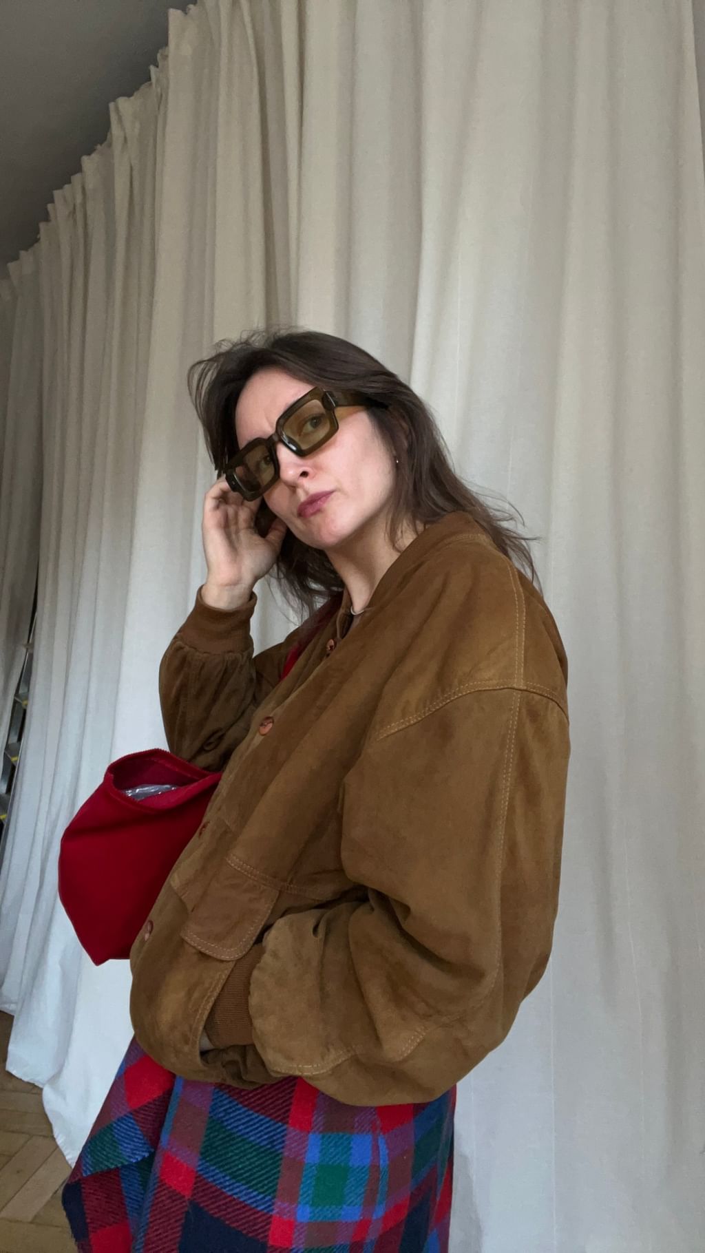 Torba na ramie czerwony sztruks 