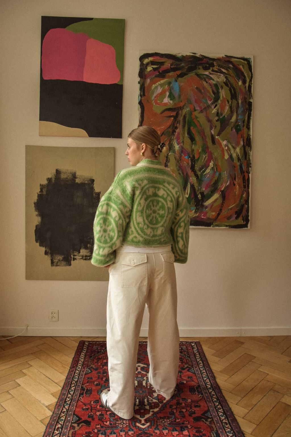 Upcycled - Kimono z wełnianego koca w ornamentowy wzór