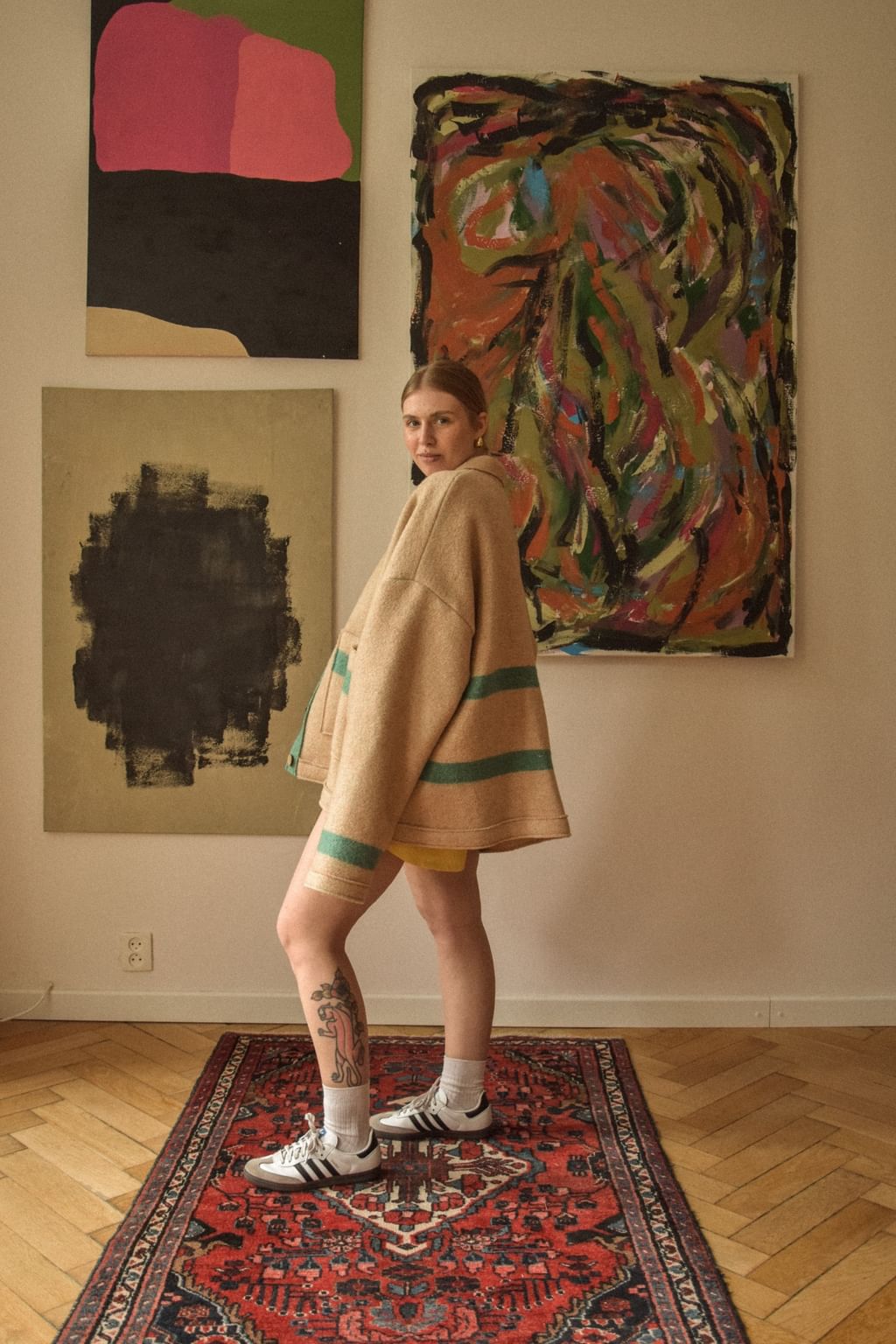 Upcycled - Kurtka koszulowa z koca z dziewiczej wełny 