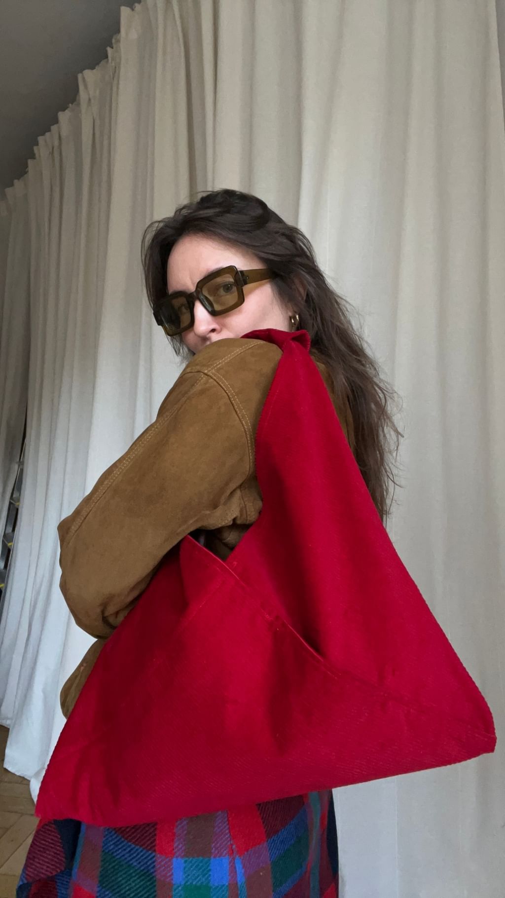 Origami bag czerwony sztruks