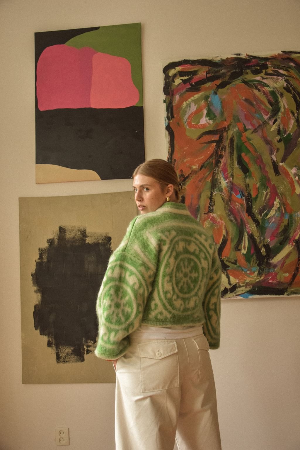 Upcycled - Kimono z wełnianego koca w ornamentowy wzór