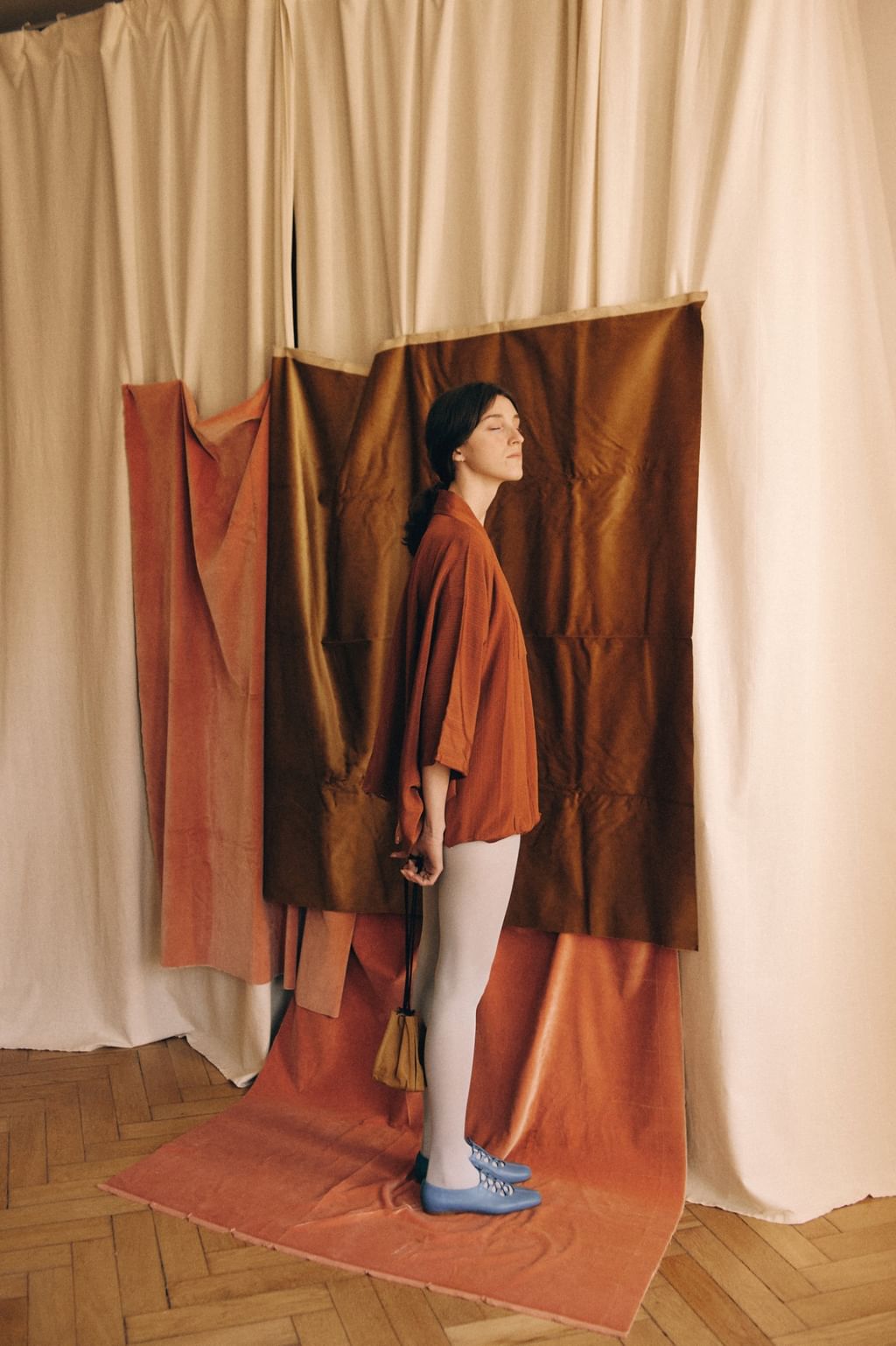 Jedwabne ręcznie szyte japońskie kimono haori  - krótkie - paski