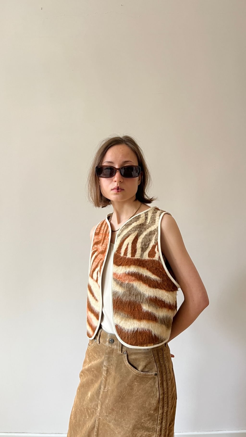 Kamizelka z bawełnianego koca vintage 