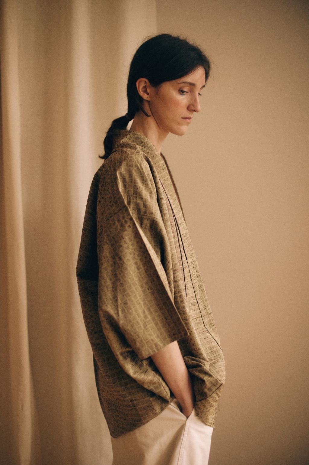 Jedwabne ręcznie szyte japońskie kimono haori 