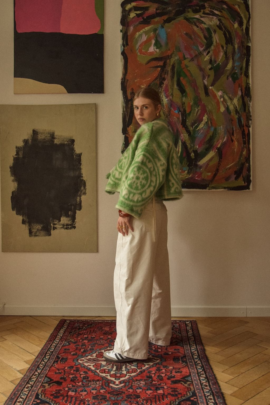Upcycled - Kimono z wełnianego koca w ornamentowy wzór