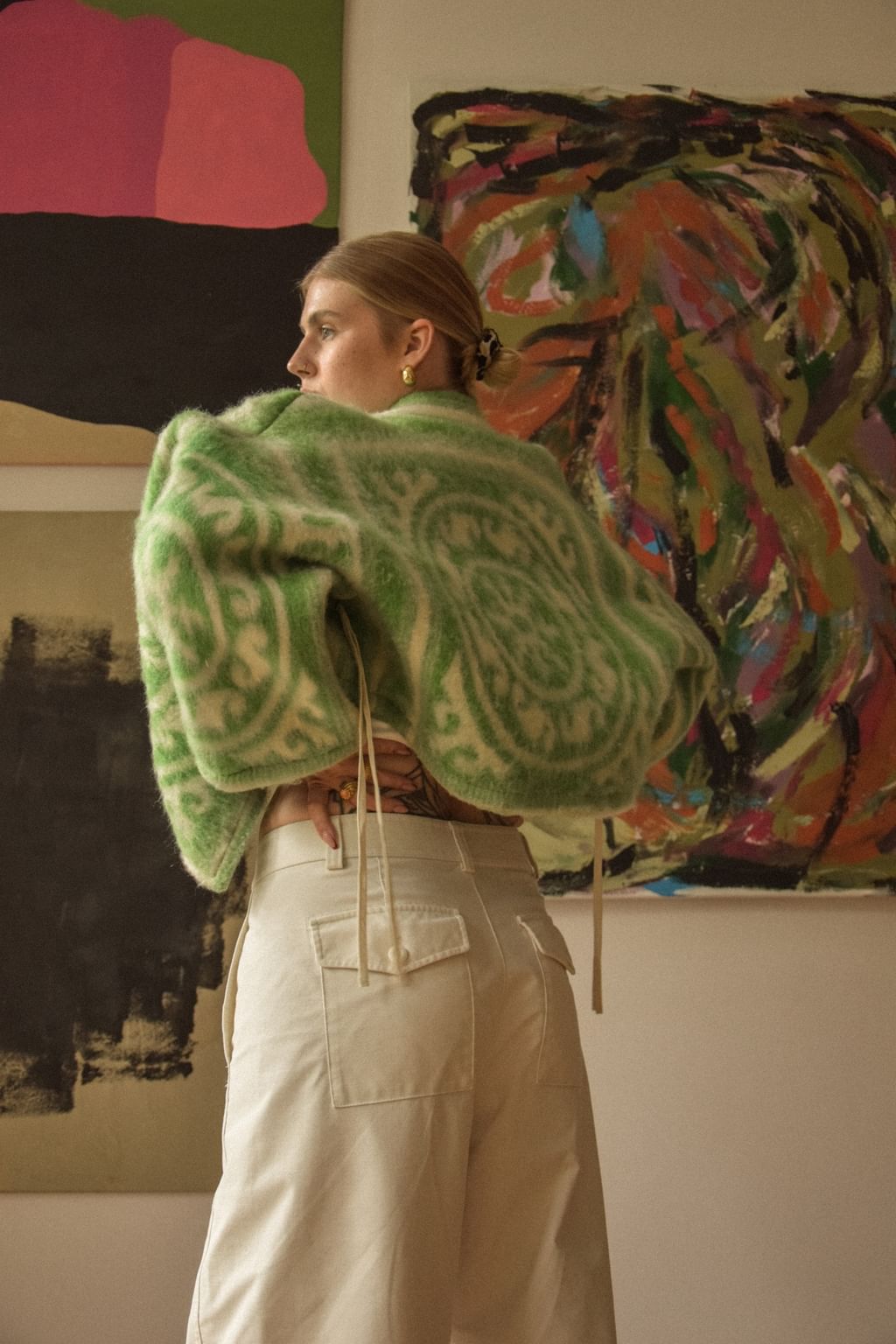 Upcycled - Kimono z wełnianego koca w ornamentowy wzór