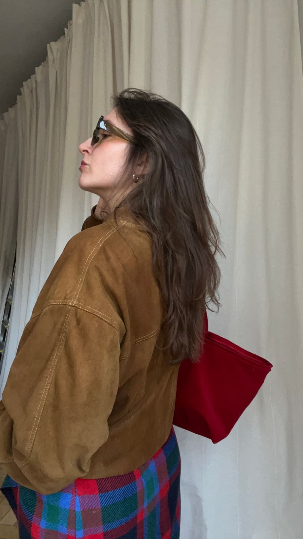 Torba na ramie czerwony sztruks 