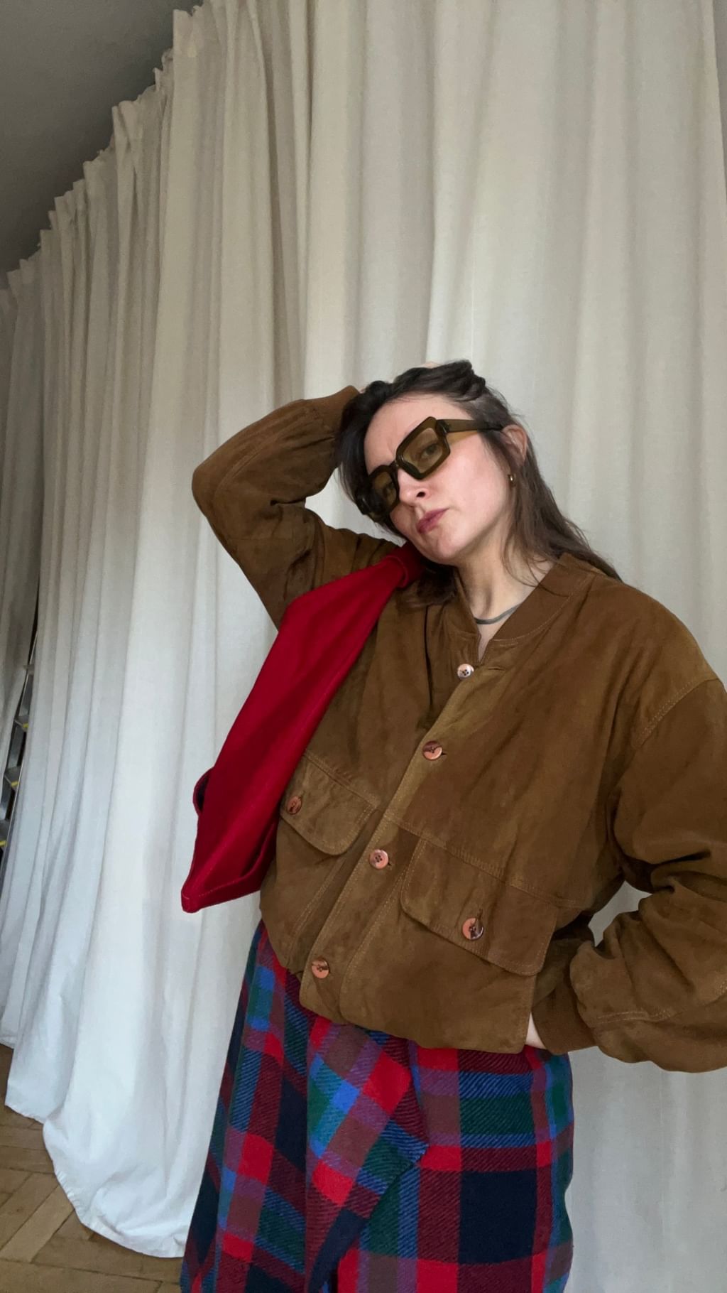 Origami bag czerwony sztruks