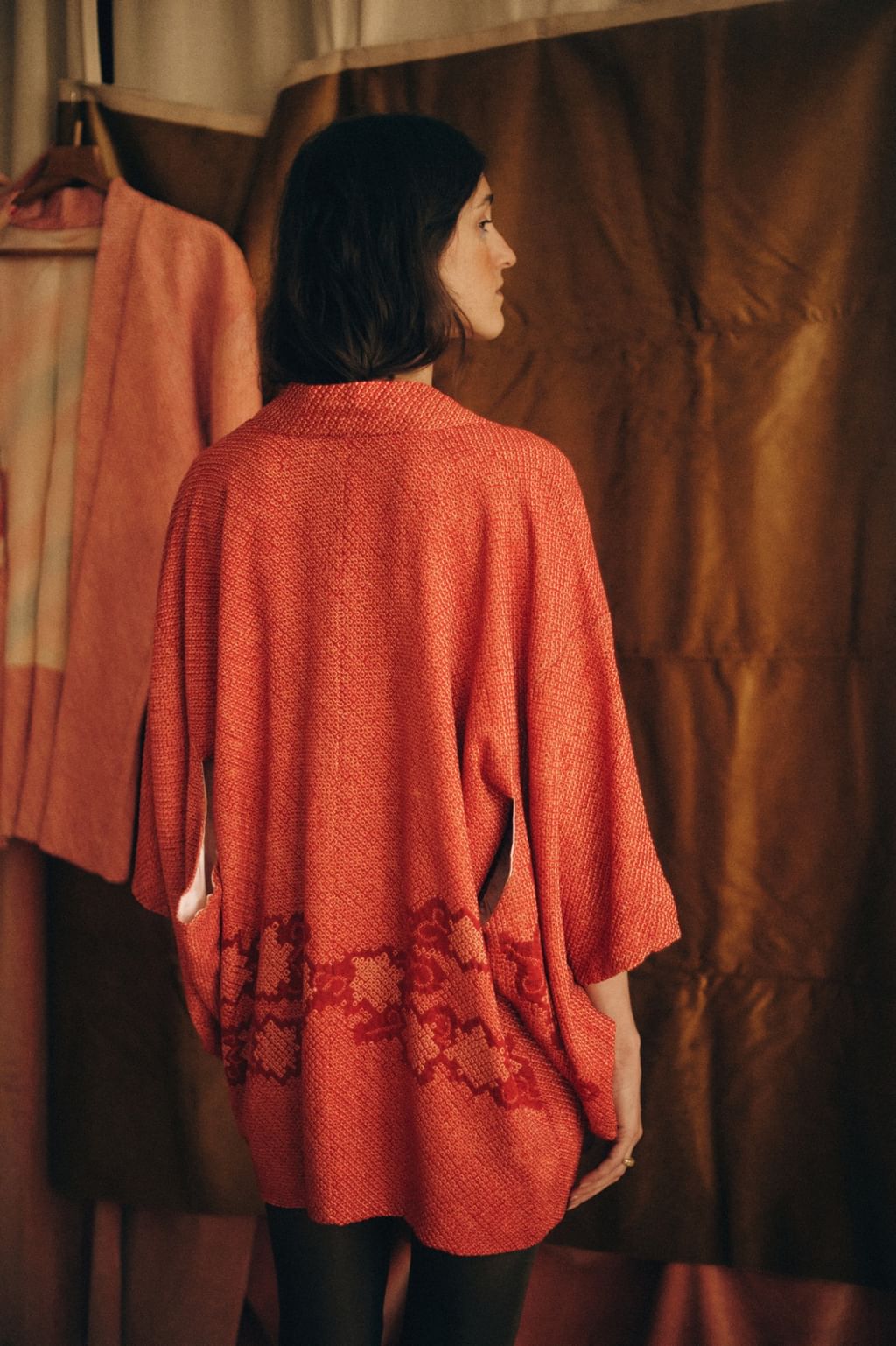 Jedwabne ręcznie szyte japońskie haori - shibori