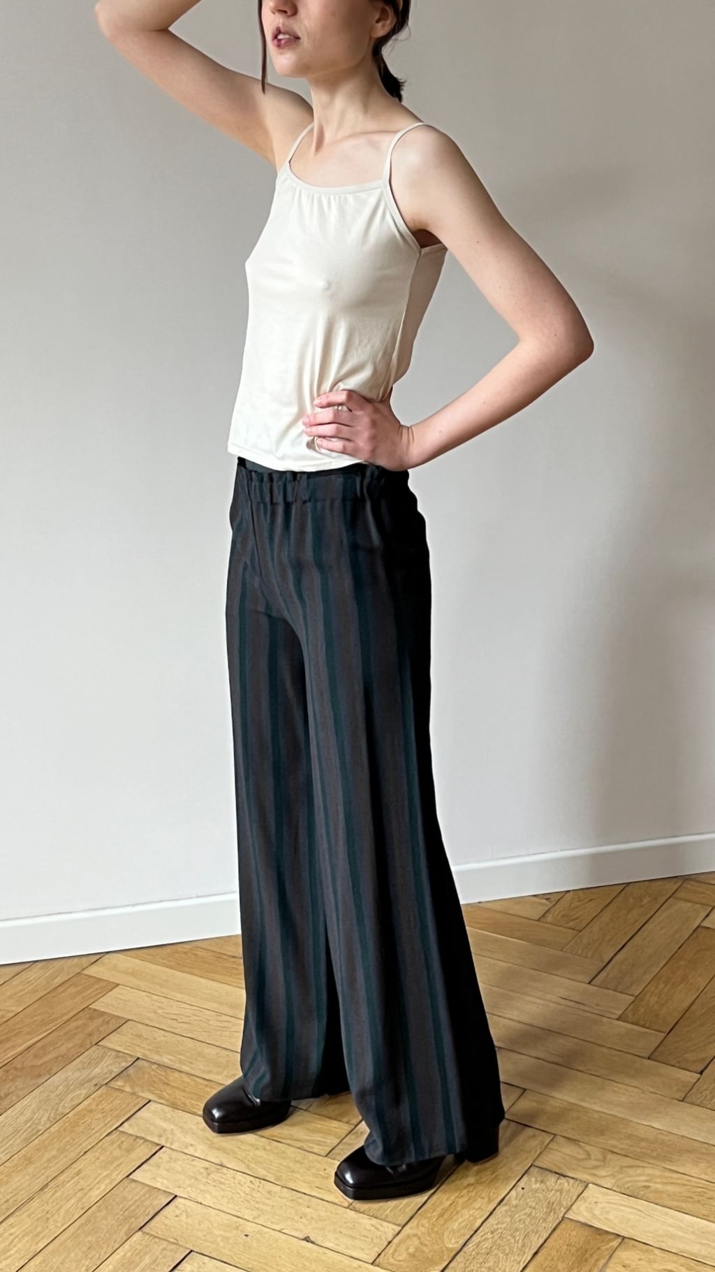 Spodnie w paski z tkaniny vintage 