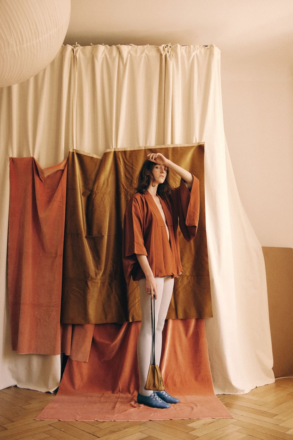 Jedwabne ręcznie szyte japońskie kimono haori  - krótkie - paski