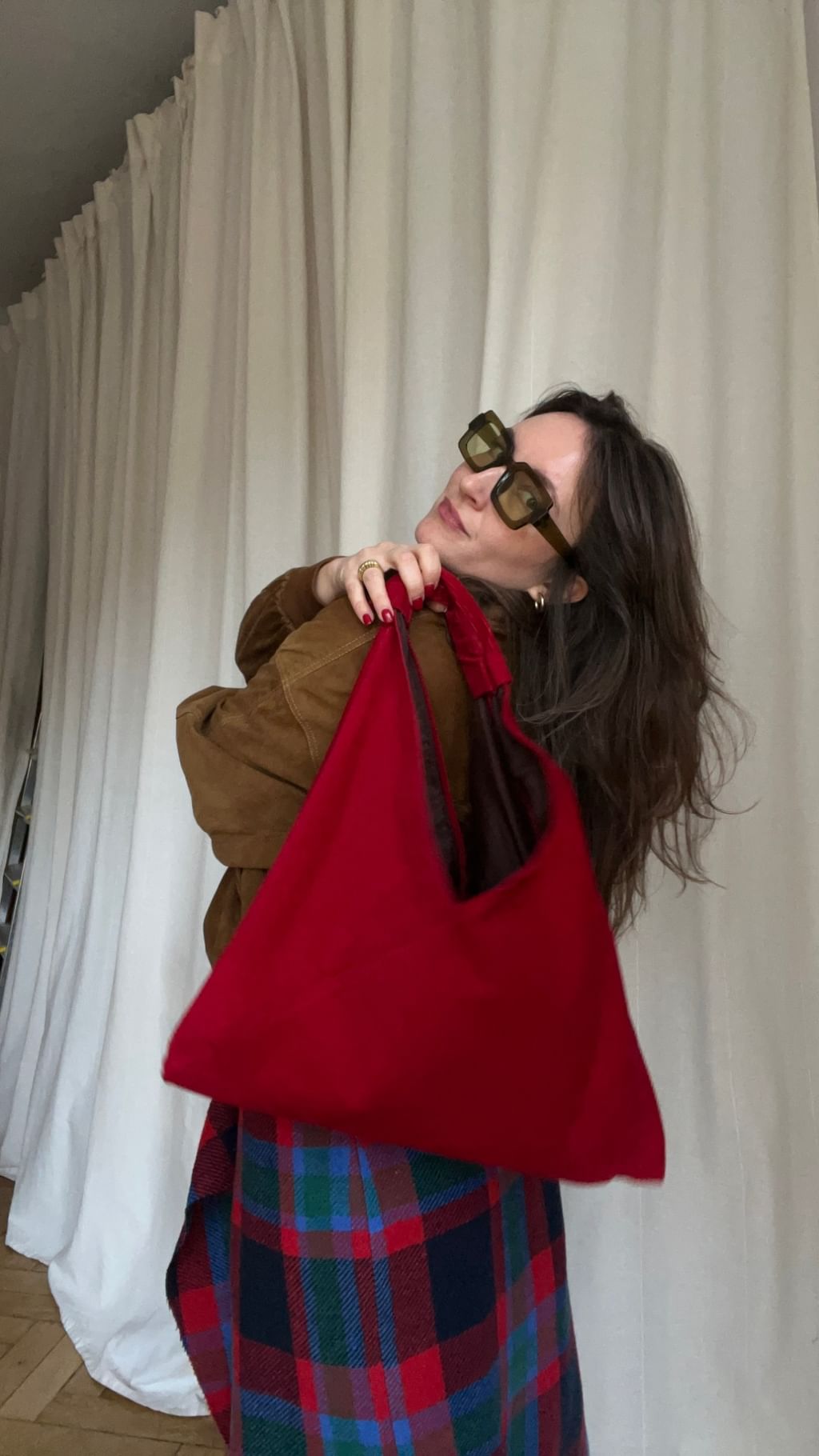 Origami bag czerwony sztruks